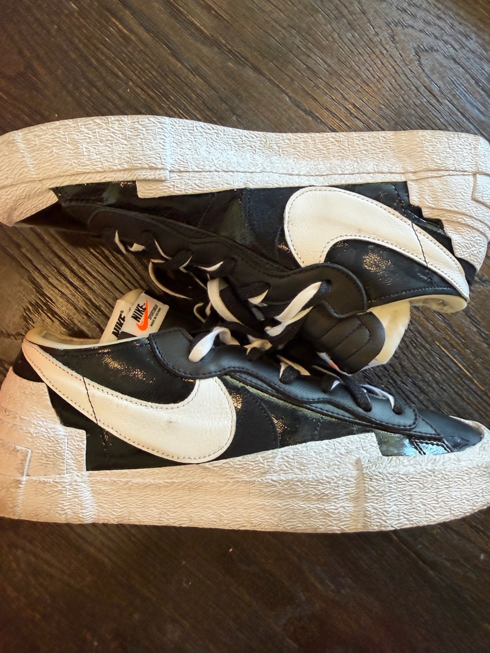 Nike Blazer Low Sacai Black Patent Leather sizer 14